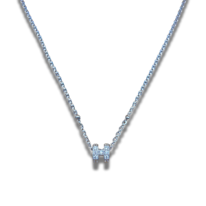 สร้อยคอโซ่ยุโรประย้า H พลอยชุบขาว