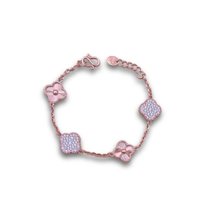 โซ่โอลีฟ VC สลับพลอย ชุบพิ้งค์โกลด์