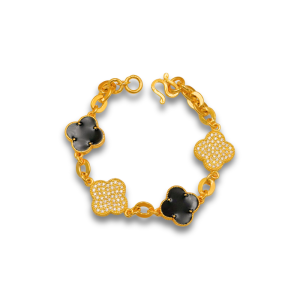 โซ่โอ VC สีดำสลับพลอย